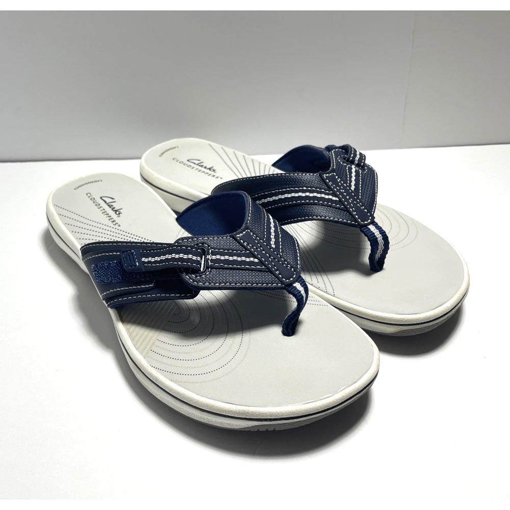Clarks Cloud Steppers Brinkley Jazz Navy Flip Flop Sandals Women 9M 26125583
